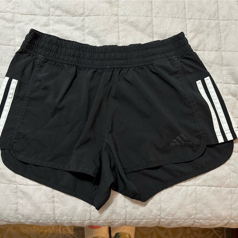 Adidas Athletic Shorts. Black with side stripes.